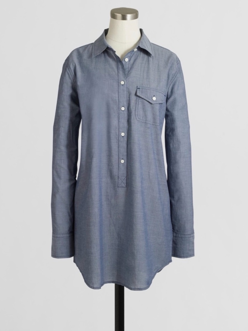 J. Crew Factory Blue Chambray Popover Tunic Shirt
